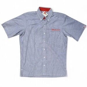 Budweiser Shirt Bud Light Button up work Blue Men’s Sz M 15-15 1/2 Checkered NWT